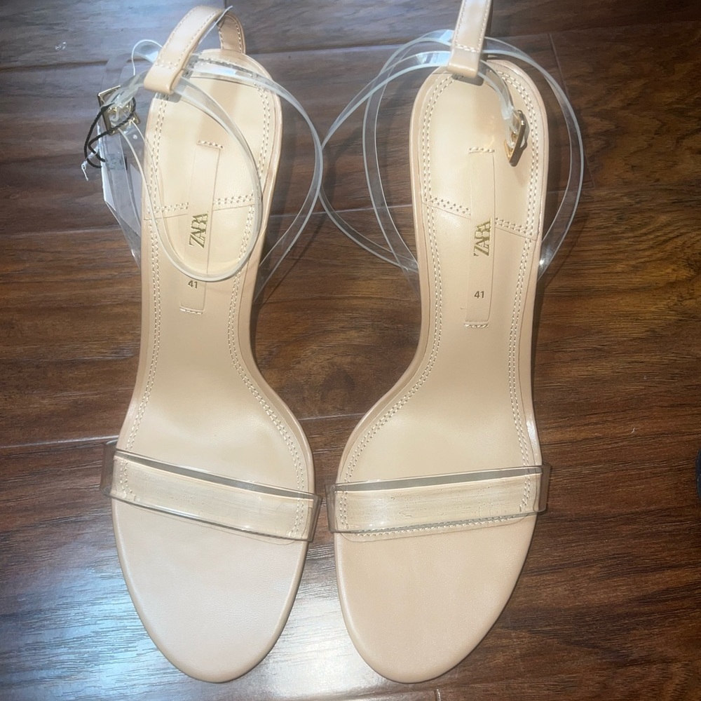 Zara high heel vinyl sandal clear straps